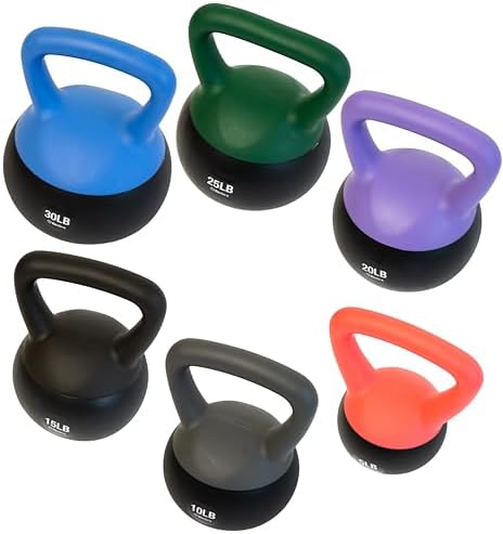 Bintiva Soft Kettlebells Sea and Iron Sand Filled Weights - Fitness Equipment for Women and Men - Color Coded Kettle Bel