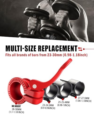 Multi-Size Adjustable Barbell Collar - Quick Release Weight Clips Pair for Dumbbell Bar - 1 inch Barbell Clamps | 1 inc