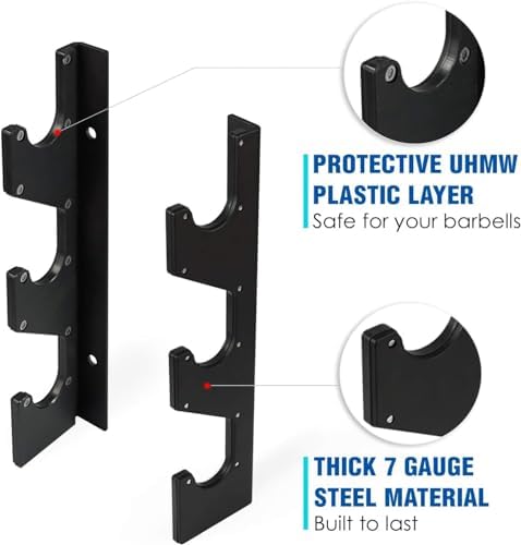 Yes4All Vertical Wall Mounted Olympic Barbell Holder for Home Gym Storage | Yes4All Hanging Barbell Rack with Barbell S