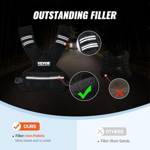 VEVOR Adjustable Weighted Vest for Strength Training and Running | Reflective Stripe Weight Vest by VEVOR for Nighttime