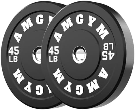 2 Inch Bumper Plates, 10-500lbs, Barbell Rubber Olympic Weight Plates Set for Home Gym, Strength Training & Weight Lifti