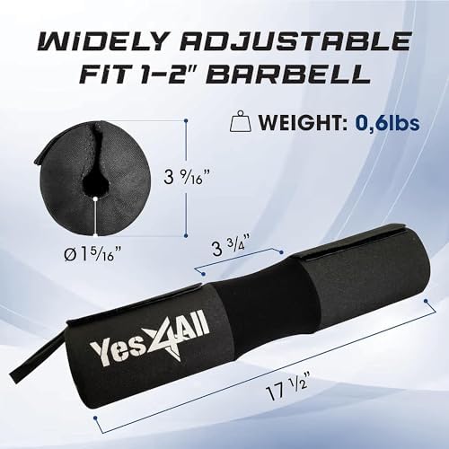Yes4All Ergonomic Foam Bar Pad - Olympic Barbell Squat Pad - Athletes for Gym Workouts - Moisture-Wicking Padding - 6" x
