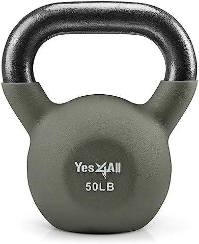 Yes4All 5-65 LB Kettlebells for Full Body Training at Home Gym | Yes4All Neoprene Coated Cast Iron Kettlebells for Home