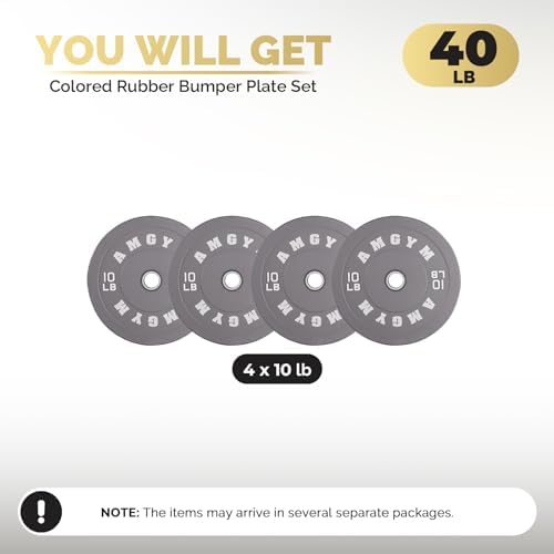 2 Inch Bumper Plates, 10-500lbs, Barbell Rubber Olympic Weight Plates Set for Home Gym, Strength Training & Weight Lifti