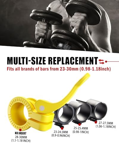 Multi-Size Adjustable Barbell Collar - Quick Release Weight Clips Pair for Dumbbell Bar - 1 inch Barbell Clamps | 1 inc