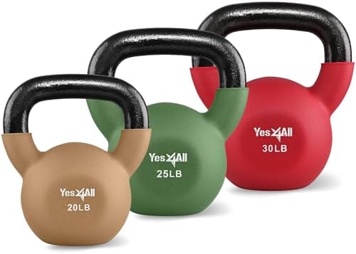 Yes4All 5-65 LB Kettlebells for Full Body Training at Home Gym | Yes4All Neoprene Coated Cast Iron Kettlebells for Home
