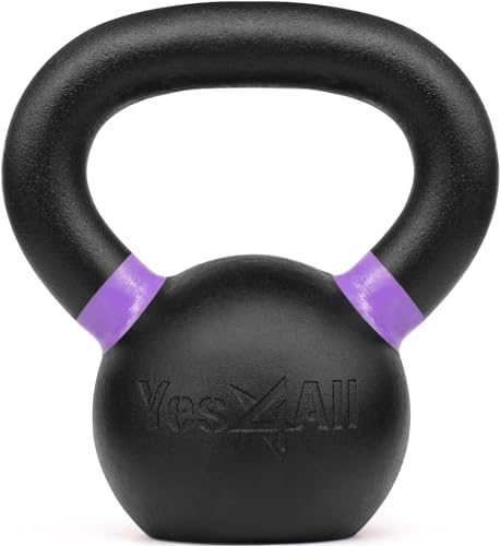 Yes4All 9lb to 71lb Powder Coated Cast Iron Kettlebells - Strength Training Equipment for Home Gym Conditioning - Heavy
