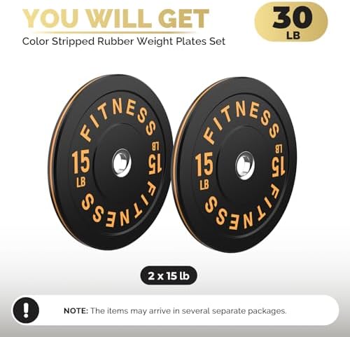 2 Inch Bumper Plates, 10-500lbs, Barbell Rubber Olympic Weight Plates Set for Home Gym, Strength Training & Weight Lifti
