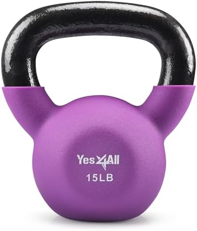 Yes4All 5-65 LB Kettlebells for Full Body Training at Home Gym | Yes4All Neoprene Coated Cast Iron Kettlebells for Home