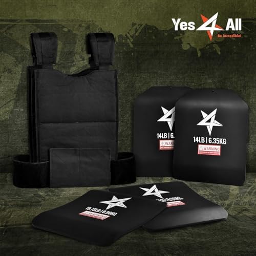 Yes4All Weight Vest Plate 5.75/8.75/14/19.75LB Pairs - Tactical Plate for Heavy Workout - Curved Ergonomic Design for Ru