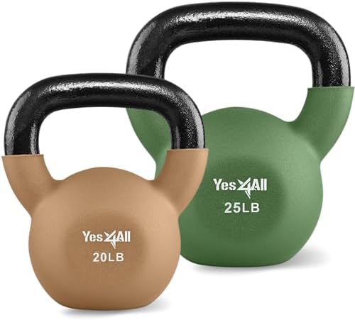 Yes4All 5-65 LB Kettlebells for Full Body Training at Home Gym | Yes4All Neoprene Coated Cast Iron Kettlebells for Home