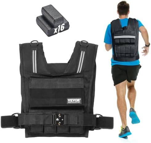 VEVOR Adjustable Weighted Vest for Strength Training and Running | Reflective Stripe Weight Vest by VEVOR for Nighttime