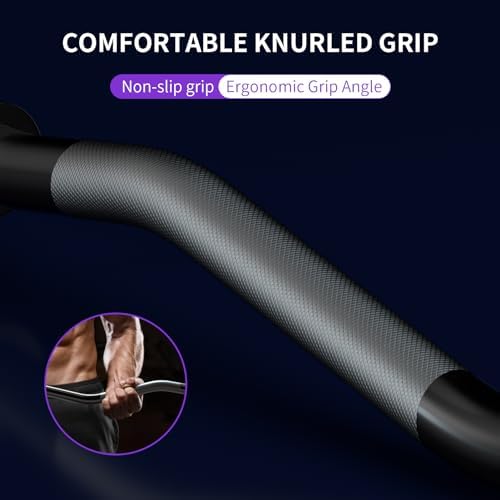 EZ Curl Bar Weight Lifting Bar for Gym and Home, 47" 1-inch Diameter Curling Bars for Hip Thrusts/Squats/Lunges, 220lb W