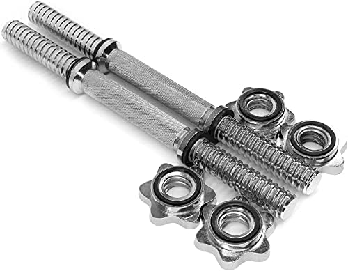 Yes4All Chrome/Rubber Grip 14/16/18/24 Inch Pair of Dumbbell Handles with Collars for Fit 1"/1.15" Plates | Yes4All Pai