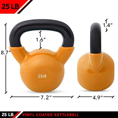 JFIT Kettlebell Weights For Fitness Lovers - Vinyl Coated Iron, 25 LB - Perfect for Home Workouts, Durable and Comfortab