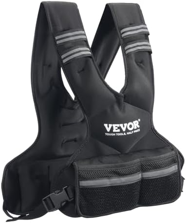 VEVOR Adjustable Weighted Vest for Strength Training and Running | Reflective Stripe Weight Vest by VEVOR for Nighttime