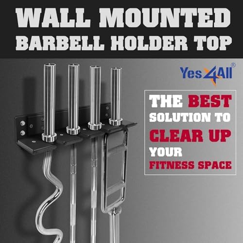 Yes4All Vertical Wall Mount Olympic Barbell Holder for Home Gym Storage | Yes4All Hanging Barbell Rack for Home Fitness