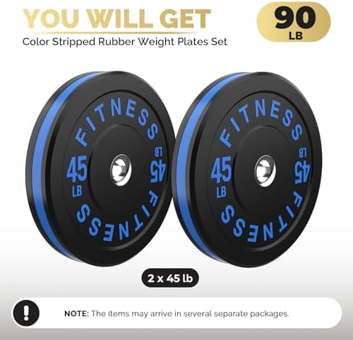 2 Inch Bumper Plates, 10-500lbs, Barbell Rubber Olympic Weight Plates Set for Home Gym, Strength Training & Weight Lifti