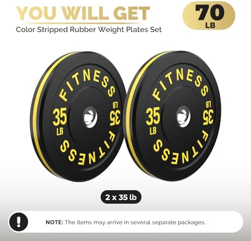 2 Inch Bumper Plates, 10-500lbs, Barbell Rubber Olympic Weight Plates Set for Home Gym, Strength Training & Weight Lifti