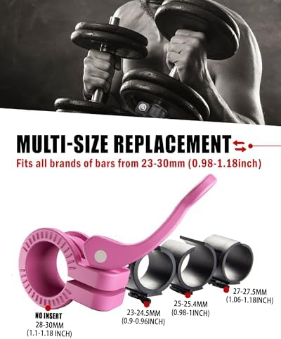 Multi-Size Adjustable Barbell Collar - Quick Release Weight Clips Pair for Dumbbell Bar - 1 inch Barbell Clamps | 1 inc
