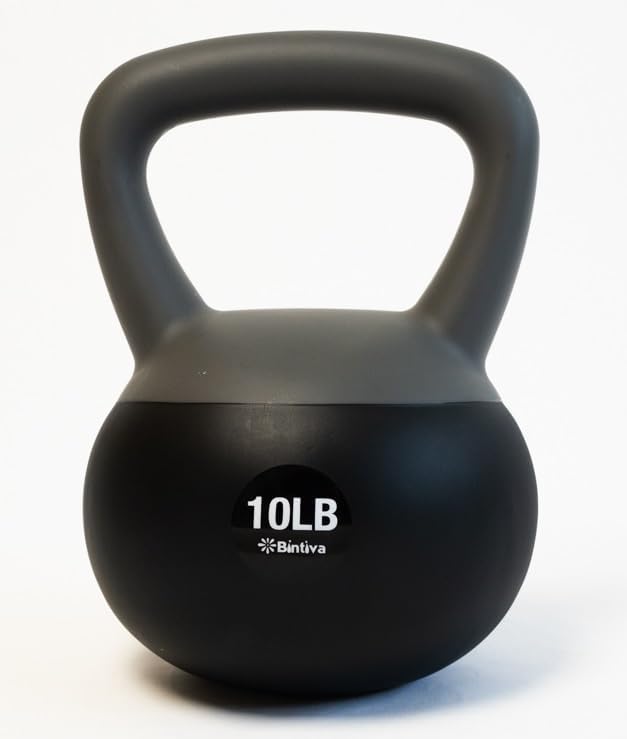 Bintiva Soft Kettlebells Sea and Iron Sand Filled Weights - Fitness Equipment for Women and Men - Color Coded Kettle Bel