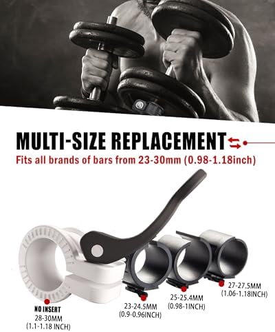 Multi-Size Adjustable Barbell Collar - Quick Release Weight Clips Pair for Dumbbell Bar - 1 inch Barbell Clamps | 1 inc