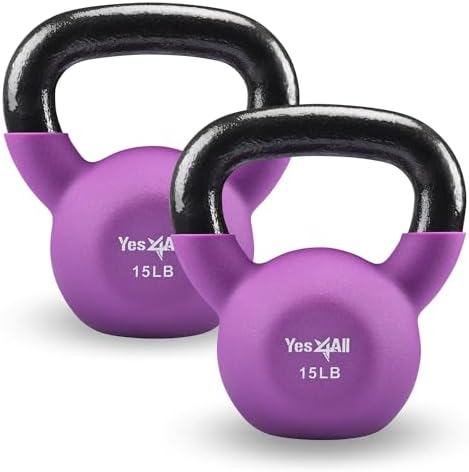 Yes4All 5-65 LB Kettlebells for Full Body Training at Home Gym | Yes4All Neoprene Coated Cast Iron Kettlebells for Home