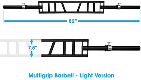 Yes4All Multi Grip Barbell & Cable Attachment - Swiss Bar, American Bar for Greater Range of Motion, Fits Olympic Weight