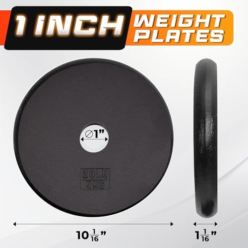 Yes4All Standard 1" Cast Iron Weight Plate - Perfect for Strength Training Enthusiasts - Set of 4, 5LB to 25LB