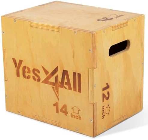 Yes4All 3-in-1 Wooden Plyo Box for Home Gym, 450 lbs Boxes with Smooth Edges and Wide Handles | Yes4All Plyo Box 3-in-1