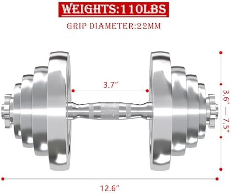 VIVITORY Adjustable Dumbbells Home Gym Workout Fitness Equipment, Chromed Weights, Metal Connecting Rod, 11/22/44/66/110