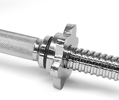 Yes4All Chrome/Rubber Grip 14/16/18/24 Inch Pair of Dumbbell Handles with Collars for Fit 1"/1.15" Plates | Yes4All Pai