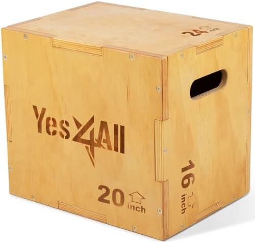 Yes4All 3-in-1 Wooden Plyo Box for Home Gym, 450 lbs Boxes with Smooth Edges and Wide Handles | Yes4All Plyo Box 3-in-1