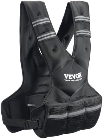 VEVOR Adjustable Weighted Vest for Strength Training and Running | Reflective Stripe Weight Vest by VEVOR for Nighttime
