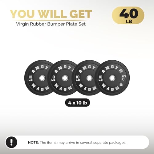 2 Inch Bumper Plates, 10-500lbs, Barbell Rubber Olympic Weight Plates Set for Home Gym, Strength Training & Weight Lifti