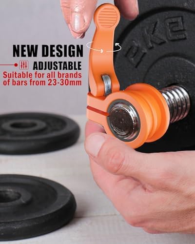 Multi-Size Adjustable Barbell Collar - Quick Release Weight Clips Pair for Dumbbell Bar - 1 inch Barbell Clamps | 1 inc