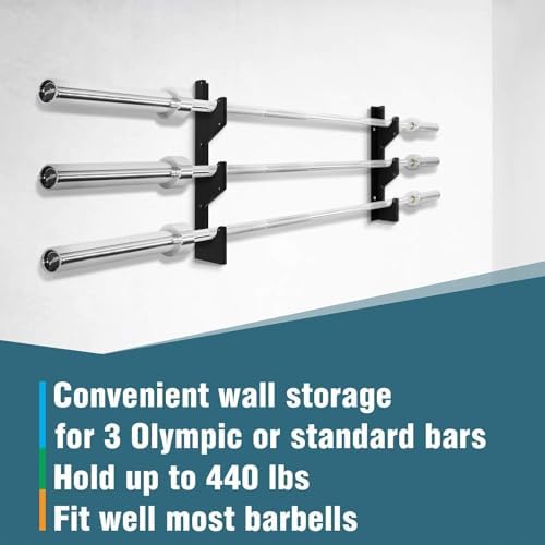 Yes4All Vertical Wall Mounted Olympic Barbell Holder for Home Gym Storage | Yes4All Hanging Barbell Rack with Barbell S