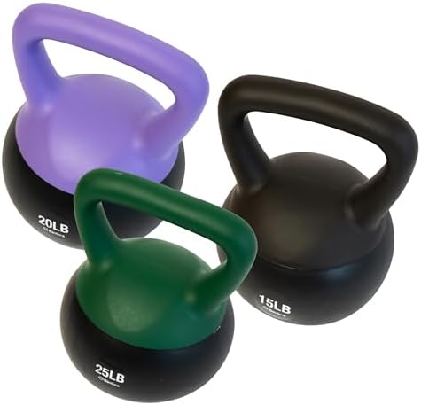 Bintiva Soft Kettlebells Sea and Iron Sand Filled Weights - Fitness Equipment for Women and Men - Color Coded Kettle Bel