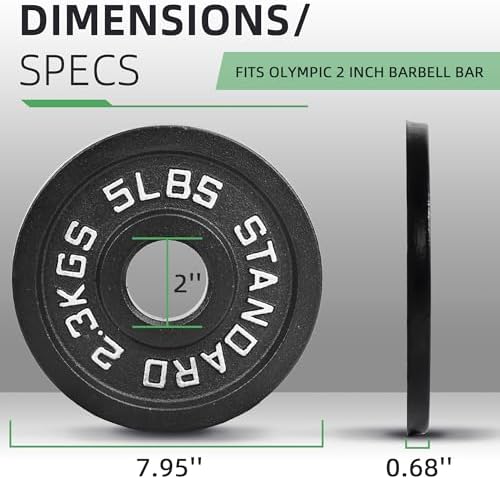 Fitvids 2-Inch Olympic Cast Iron Weight Plate for Strength Training & Weightlifting: Multiple Sizes, Strong & Durable Fi - Image 9