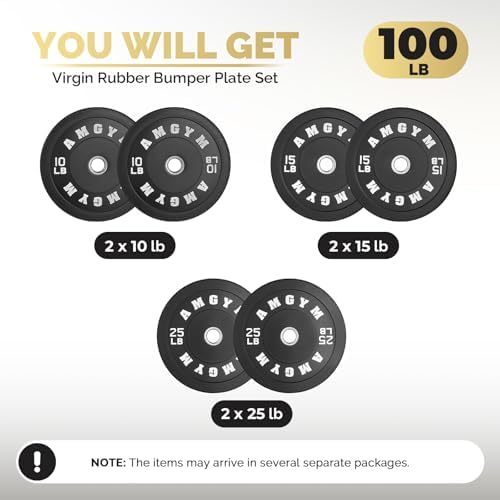 2 Inch Bumper Plates, 10-500lbs, Barbell Rubber Olympic Weight Plates Set for Home Gym, Strength Training & Weight Lifti