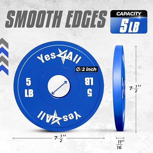 Yes4All Fractional Weight Plates Set for Dumbbell and Olympic Barbell Weightlifting, Set of 4 Plates in 1.25LB, |5LB, an