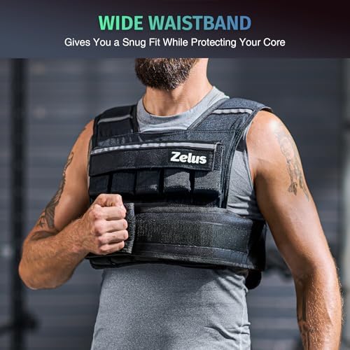 ZELUS Weighted Vest, 20lb/30lb/60lb Vest for Men, Home Workouts/Cardio, Strength Training/Weight Loss