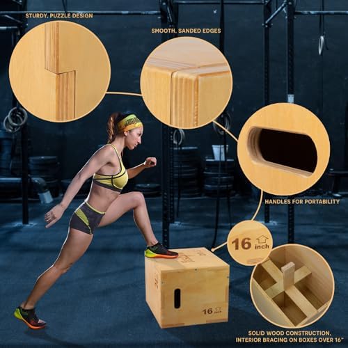 Yes4All Plyo Box, Strength Training equipment, Home Gym, Jumping, Lunges, Squats, Dips, 450 lbs, Smooth Edges, Wide Buil