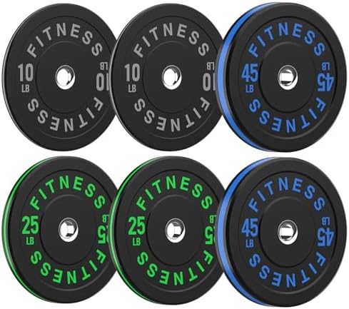 2 Inch Bumper Plates, 10-500lbs, Barbell Rubber Olympic Weight Plates Set for Home Gym, Strength Training & Weight Lifti