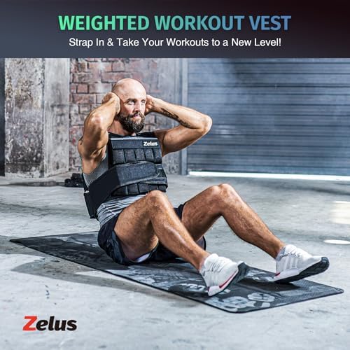 ZELUS Weighted Vest, 20lb/30lb/60lb Vest for Men, Home Workouts/Cardio, Strength Training/Weight Loss
