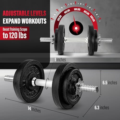 Yes4All Adjustable Dumbbell Set for Home Gym Workout Routines | Yes4All Star Lock Collar Adjustable Dumbbells Ideal for