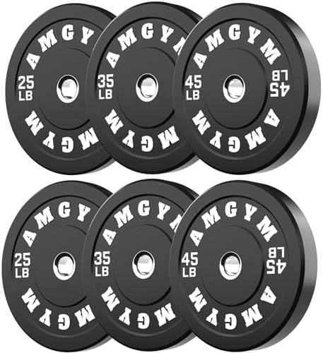 2 Inch Bumper Plates, 10-500lbs, Barbell Rubber Olympic Weight Plates Set for Home Gym, Strength Training & Weight Lifti