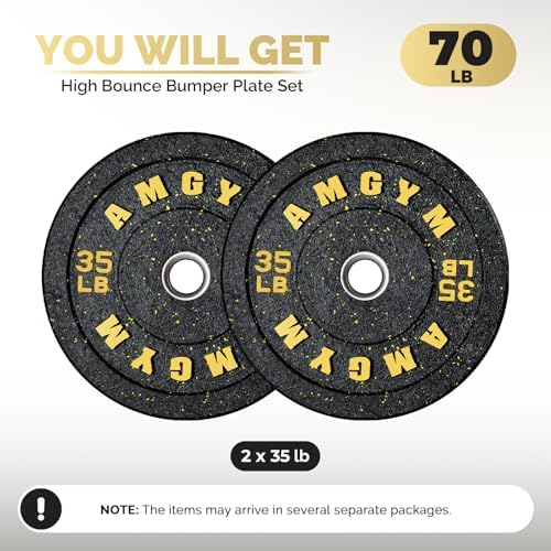 2 Inch Bumper Plates, 10-500lbs, Barbell Rubber Olympic Weight Plates Set for Home Gym, Strength Training & Weight Lifti