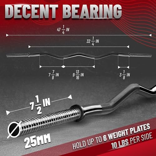 Yes4All 60 Inch Standard Straight Barbell & EZ Curl Bar - Fitness Equipment for Home Gyms & Commercial Use - Heavy Duty