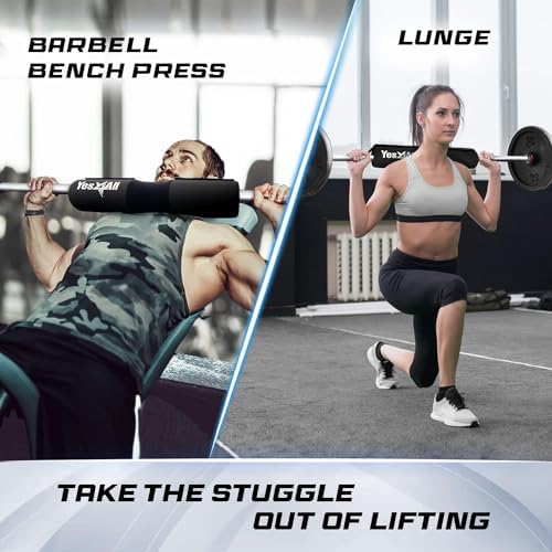 Yes4All Ergonomic Foam Bar Pad - Olympic Barbell Squat Pad - Athletes for Gym Workouts - Moisture-Wicking Padding - 6" x